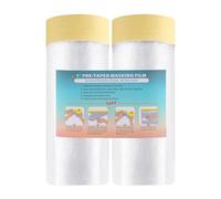 LLPT Tape and Drape Pre-Taped Masking Film | 2 Pack | 90cm(Unfolded) x 20m | General Painters Plastic Dust Sheets | for Auto Wall Furniture Painting Spraying Protection (MFTW902)