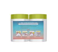 LLPT Tape and Drape Pre-Taped Masking Film | 2-Pack | Versatile Painter's Plastic Drop Cloth for Auto Wall Painting and Spraying Protection (MFTG620) | Green Washi Paper | 65cm(Unfolded) x 20m