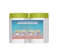 LLPT Tape and Drape Pre-Taped Masking Film | 2-Pack | Versatile Painter's Plastic Dust Sheets for Auto Wall Painting and Spraying Protection (MFTG920) | Green Washi Paper | 90cm(Unfolded) x 20m