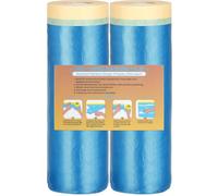 LLPT Tape and Drape Pre-Taped Masking Film | 2 Rolls | Self-Adhesive Painting Drop Film | Plastic Dust Sheets for Decorating, Cars Painting| (CMF150) | 150cm(Unfolded) x 25m