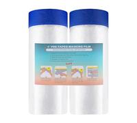 LLPT Tape and Drape Pre-Taped Masking Film | General Painters Plastic Dust Sheets for Auto Wall Furniture Painting Spraying Protection (MFTB902) | 90cm(Unfolded) x 20m| 2 Pack