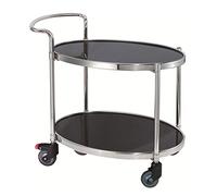 LLSHQ 2 Tier Bar Serving Cart Table Kitchen Wine Storage Cart, Serving Trolley with Lockable Wheels for Home