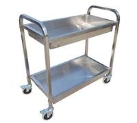LLSHQ 2 Tier Stainless Steel Utility Cart with Wheels Kitchen Island Trolley Serving Cart Catering Storage Shelf with Locking Wheels for Hotels Restaurant Home Use
