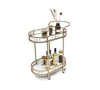LLSHQ 2 Tier Wrought Iron Wine Trolley Household Hotel Restaurant Wine Rack Multifunctional Storage Trolley