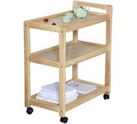 LLSHQ 3 Tier Solid Wood Wine Cart with Wheels Kitchen Island Trolley for Home Hotel and Restaurant Storage Shelves for Wine Tea and Dining Multi Purpose Utility Cart for Bathroom and Garage