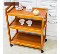LLSHQ 3 Tier Solid Wood Wine Cart with Wheels Kitchen Island Trolley for Home Hotel and Restaurant Storage Shelves for Wine Tea and Dining Multi Purpose Utility Cart for Bathroom and Garage