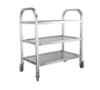 LLSHQ 3 Tier Stainless Steel Utility Cart with Wheels Kitchen Island Trolley Serving Cart Catering Storage Shelf with Locking Wheels for Hotels Restaurant Home Use