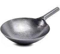 LLSHQ 32 cm Thickened Uncoated Pre-Adjusted Carbon Steel Wok Cooking Pot Traditional Hand-Forged Non-Stick Iron Pot(34cm)