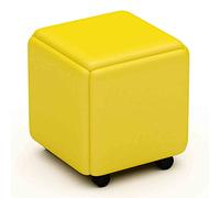LLSHQ 5 in 1 Magic Cube Stool Combinations Nesting Ottomans with PU Leather Seat, Carbon Steel Frame and Wheels, Stackable Sofa Dining Chair