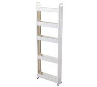 LLSHQ 5 Tier Rolling Cart with Wheels, Slim Shelving Unit Organizer,Slide Out Pantry,for Narrow Places,10cm Wide White Storage Trolley Cart for Kitchen, Bathroom