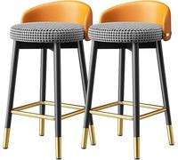 LLSHQ 75cm Home Metal High Stool Set of 2 Kitchen Breakfast Chair with Legs Amp Backrest Stools for Island Bar(A,55cm/21.6inch)