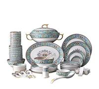 LLSHQ 76 Chinese Bowlware Classical Ceramic Dish Dish Set Embossed Enameled Bone China Tableware