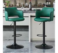 LLSHQ Adjustable Height Bar Stools Set of 2 Comfy bar-stools Pu Leather Kitchen Chair with Backrest and Footrest for Dining(Green,62-82cm)
