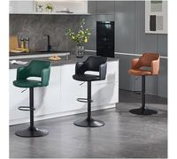 LLSHQ Adjustable Height Stools Set of 2 Comfy bar-stools Pu Leather Kitchen Chair with Backrest and Footrest for Dining(3 Bar Stools,46-66cm)