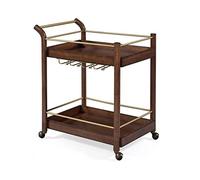 LLSHQ Bar Cart Kitchen & Serving Cart with 2 -Tier Storage Shelves Kitchen Island Cart,Metal Wine Rack Storage and Rolling Kitchen Cart,Brown/Beige