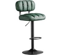 LLSHQ Bar Stools Adjustable Pu Chair ° Swivel Stool with Back Inch Metal Dining Round(Green)