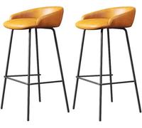 LLSHQ bar-stools Bar Height Set of Upholstered Stools with Backs and Sturdy Metal Legs 65 75cm H Seat Breakfast Easy(J,75cm/29.5inch)