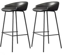 LLSHQ bar-stools Bar Height Set of Upholstered Stools with Backs and Sturdy Metal Legs 65 75cm H Seat Breakfast Easy(F,75cm/29.5inch)