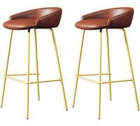 LLSHQ bar-stools Bar Height Set of Upholstered Stools with Backs and Sturdy Metal Legs 65 75cm H Seat Breakfast Easy(B,75cm/29.5inch)