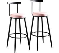 LLSHQ Bar Stools Pu Faux Leather Counter Height with Back Metal Legs Upholstered Armless Stool Pub Chairs for Dining Room(Pink,65cm)