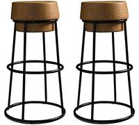 LLSHQ Bar Stools Round Counter for Kitchen Wood Metal(2pcs,Sitting Height 75cm)