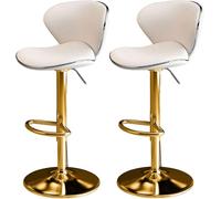 LLSHQ Bar Stools Set of 2 Adjustable Swivel bar-stools Pu Leather Counter Height Kitchen Stool with Back and Footrest(N)