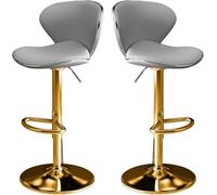 LLSHQ Bar Stools Set of Faux Leather with Back Chic Swivel Counter Footrest Adjustable Kitchen for and bar-s 63 83cm(N)