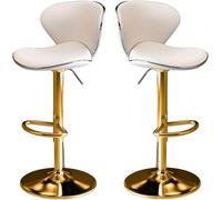 LLSHQ Bar Stools Set of Faux Leather with Back Chic Swivel Counter Footrest Adjustable Kitchen for and bar-s 63 83cm(L)