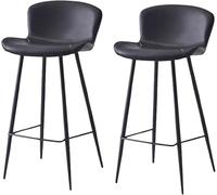 LLSHQ Bar Stools Set of Upholstered bar-stools with Backs 65 75cm Faux Leather High Chairs for Island Kitchen Counter(Purple,75cm/29.5inch)