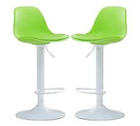 LLSHQ Bar Stools Swivel Kitchen Island Counter Height Armless Chairs with Back and Footrest, Breakfast Set of 2,(Green)