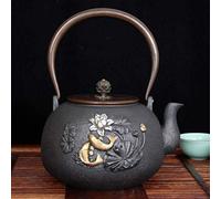 LLSHQ Cast Iron Teapot Handmade Uncoated Boiled Water Teapot Kung Fu Tea Pot Multiple Patterns are Available(E)