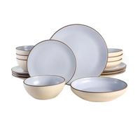 LLSHQ Classic Bowl Dinnerware Set for 4 Ceramic Round Plates and Bowls 16pcs Dinnerware Set