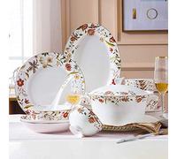 LLSHQ Classic Ceramics Dinner Sets, Cereals Bowl & Soup Pot & Plate | 56 Pieces Bone China Porcelain Dinnerware Set for Wedding Gifts and New Year