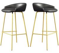 LLSHQ Counter Height Bar Stools Set of Upholstered bar-stools with Backs and Metal Legs 65 75cm H Seat Faux Leather Kitchen(D,75cm/29.5inch)