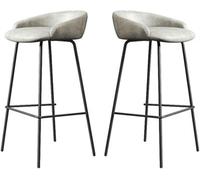 LLSHQ Counter Height Bar Stools Set of Upholstered bar-stools with Backs and Metal Legs 65 75cm H Seat Faux Leather Kitchen(H,75cm/29.5inch)