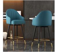 LLSHQ Counter Height Stools Bar Set of 2 Stool Leather Kitchen Breakfast with Backrest Upholstered for Pub Bistro(E,65cm/25.5inch)