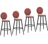 LLSHQ Counter High Bar Stool Set of 4 Velvet Upholstered Chairs with Back for Kitchen Island Pub amp Dining Room(Black-Pink,65cm/25.6in)