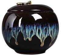 LLSHQ Cremation Urns Souvenirs Small Bone Burial Urns For The Ashes Of Humans And Pets Household Ceramic Metal Double (Black)