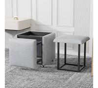 LLSHQ Cube Stools, Nesting Ottomans 5 in 1 Barstool with Casters and Technology Cloth Seat, Home Dining Kitchen Office Stackable Chair