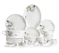 LLSHQ Dinnerware Set Dinner Party Tableware Set Ceramics Dinnerware Sets, Porcelain Cereals Bowls/Steak Plates/Soup Pot | 50 Pieces Chinese Style Bone China Dinner Combination Se