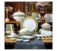 LLSHQ Dinnerware Set Luxury Family Dinner Set, Ceramics Dinner Set, 59 Pieces High-Grade Phnom Penh Porcelain Dinnerware Sets | Soup Pot/Plate/Bowl - Bone China Combina
