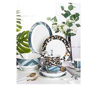 LLSHQ Dinnerware Set Luxury Family Dinner Set, Dinnerware Sets Nordic Retro Style Bowl/Soup Pot/Dish/Spoon|Bone China Dinner Sets European Style Porcelain Combination S,6 People(4 People)