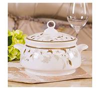 LLSHQ Dinnerware Sets Dish Set dinnerware Sets Porcelain, Luxury Bone China Dish Sets, Bowls/Dinner Plates/Pot/Saucers, Gold Pattern Trim for Daily Kitchen(Pot*1)