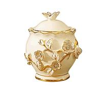 LLSHQ Funeral Souvenirs Funeral Urn for Adult&Pet Ashes,Human Medium and Large Memorial Urns,Handmade Ceramics,Roses and den Flower Edge Keepsake,Burial Urn at Home or Cemetery or Etiquette Conta