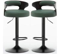 LLSHQ Height Adjustable Bar Stools 63 83cm Wooden Breakfast Stool with Back Pu Leather Kitchen bar-stools Armless Counter(D)