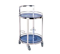 LLSHQ Hotel Car, 2-Tier Serving Tea Cart, Transparent/Royal Blue Glass Finish, Storage Units Trolley - Carts