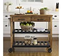 LLSHQ Industrial Rolling Kitchen Cart with Storage and Wheels Farmhouse Coffee Bar and Microwave Stand Island Yellow Large Storage Cart
