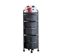 LLSHQ Kitchen Storage Shelf Rack, Rotating Utility Storage Cart with Hollow Baskets, Space Saving Organizer for Kitchen/Garage/Bathroom/Laundry