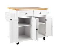 LLSHQ Mobile Kitchen Island Cart with 2 Drawers and Adjustable Shelves White Rolling Storage Trolley for Multifunctional Use