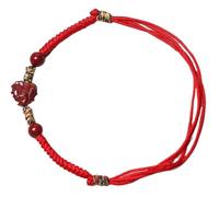 LLSHQ Natural Gemstone Bracelet, Cinnabar Lucky Animal Charm Handmade Woven Rope Braided Red String Attract Romantic Relationship Money Prosperity Luck,Bracelet,Ox